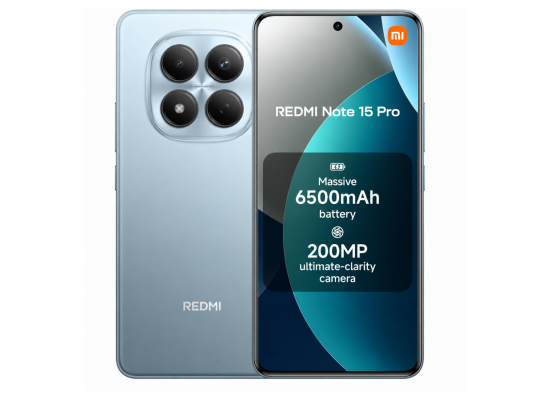 Xiaomi REDMI Note 15 Pro 4G – 120Hz AMOLED Display, 200MP OIS Camera, 12GB RAM, 512GB Storage, 6500mAh Battery, Glacier Blue (MZB0MGKEU)